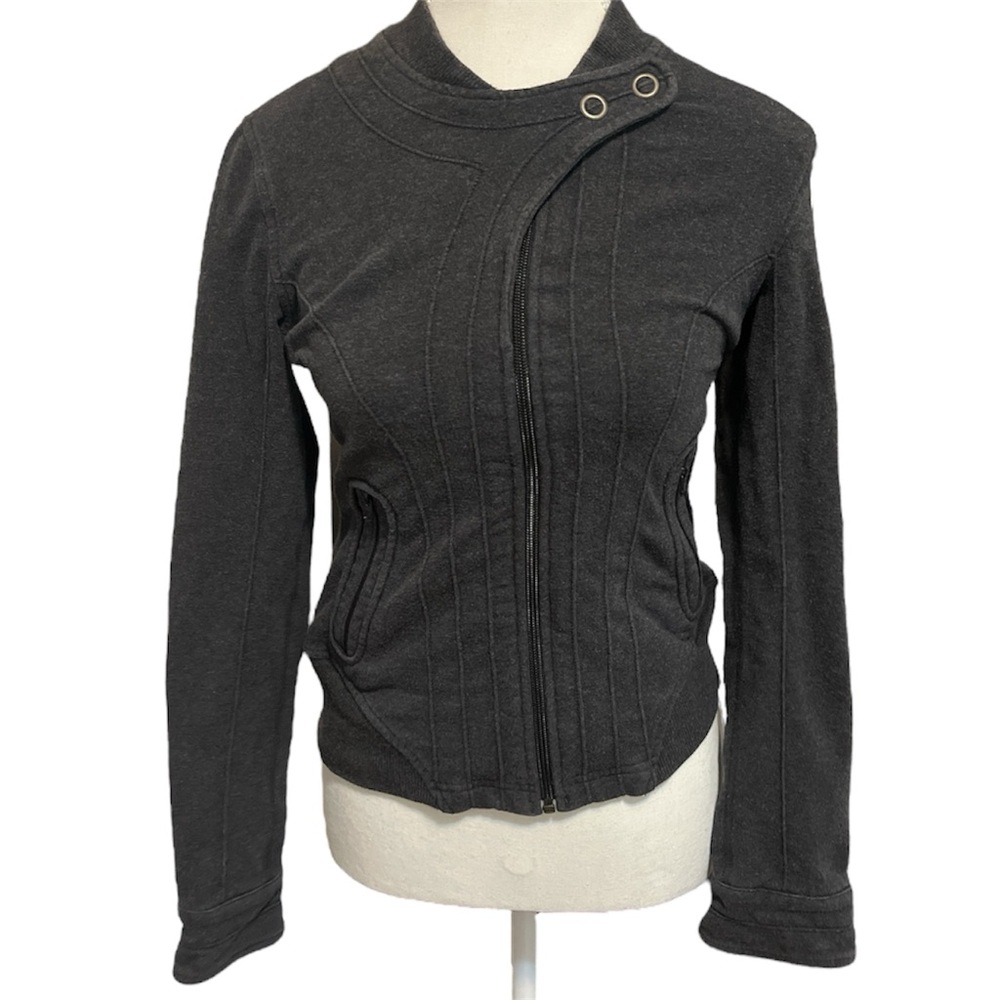 Lululemon Women's Gray Full Zip Snap Stretch Cotton Active Wear Jacket